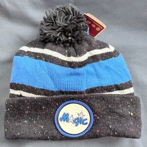 Beautiful Mitchell & Ness Orlando Magic Black Blue Winter Cuffed Knit Pom Beanie